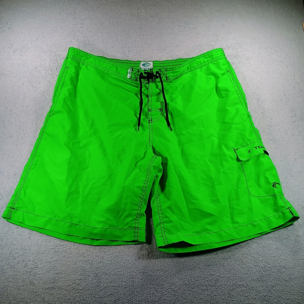 Teal Cove Mens Swim Trunks Neon Green XXL Cargo Pocket Board Shorts